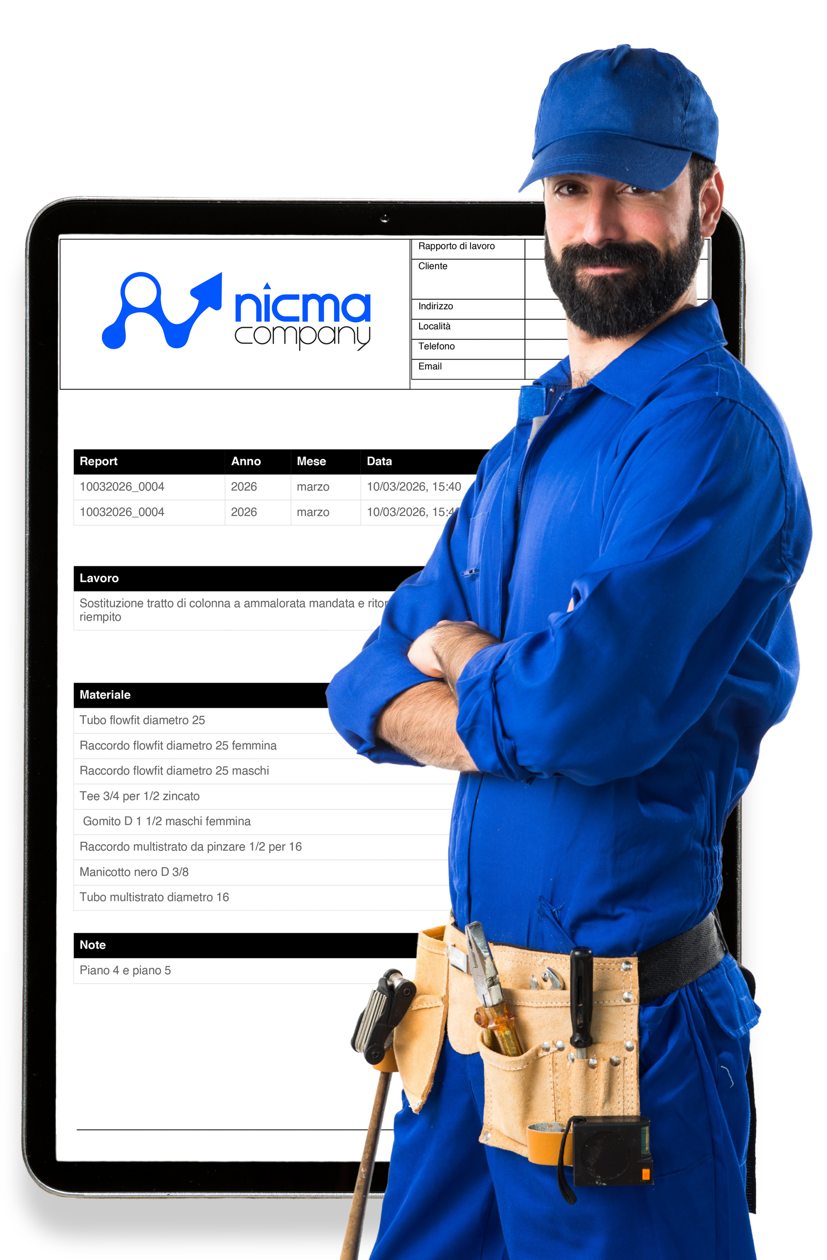 Bearded man overall using tablet 1